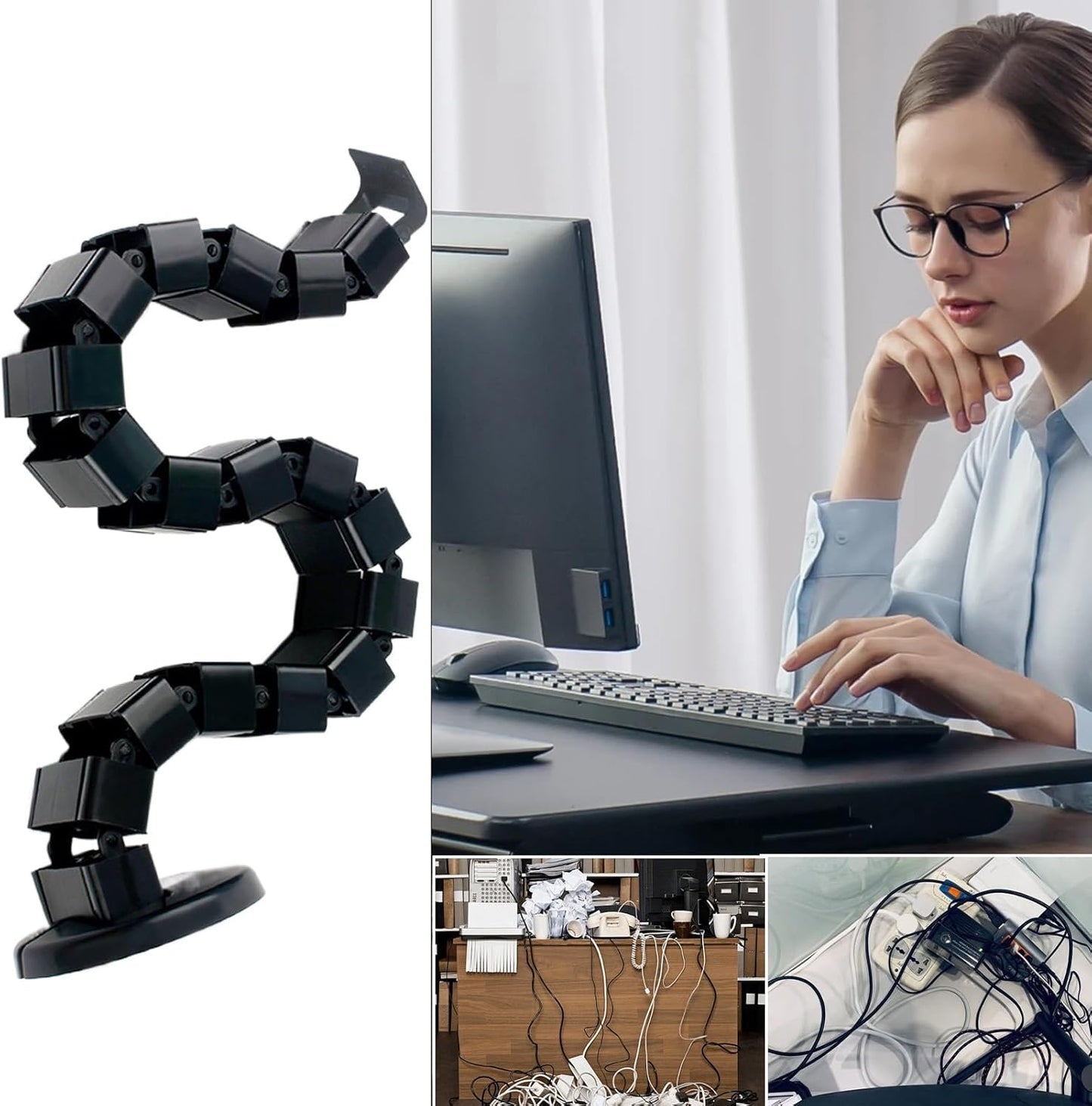 Cable Sleeve Cover,Snake Shape Wire Organizer Tubing | Wire Management Sleeve | for Pc TV Phone Laptop Tablet Cinema Home Dorm School