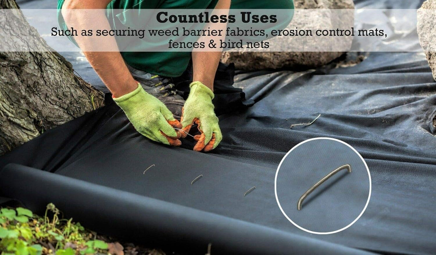 Sandbaggy Landscape Staples 9 Inch Extra Long (11 Gauge) ~ Fabric Pins Garden Lawn Heavy Duty - Fence Anchors - Great for Soft Sandy Soil - Trusted by Farmers & Contractors Across USA (100 Staples)