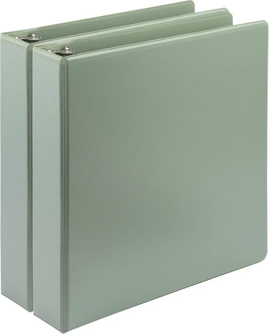 Samsill Plant-Based 1.5 Inch Durable D-Ring, Made in USA, View Binder, Eco-Friendly, USDA Certified Biobased, 2 Pack, Sage Green