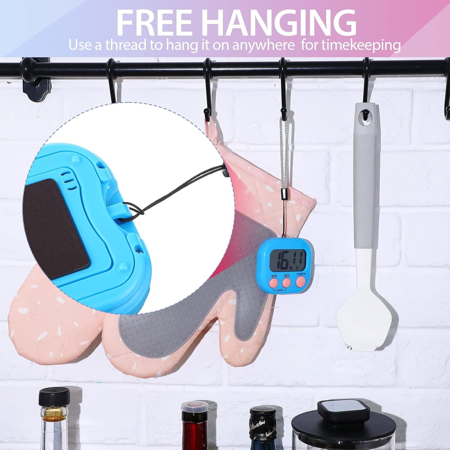 Weewooday 24 Pcs Digital Kitchen Timer Magnetic Timer Bulk On/Off Switch Minute Second Count up Countdown Loud Alarm for Exercise Cook Baking (Classic Color)