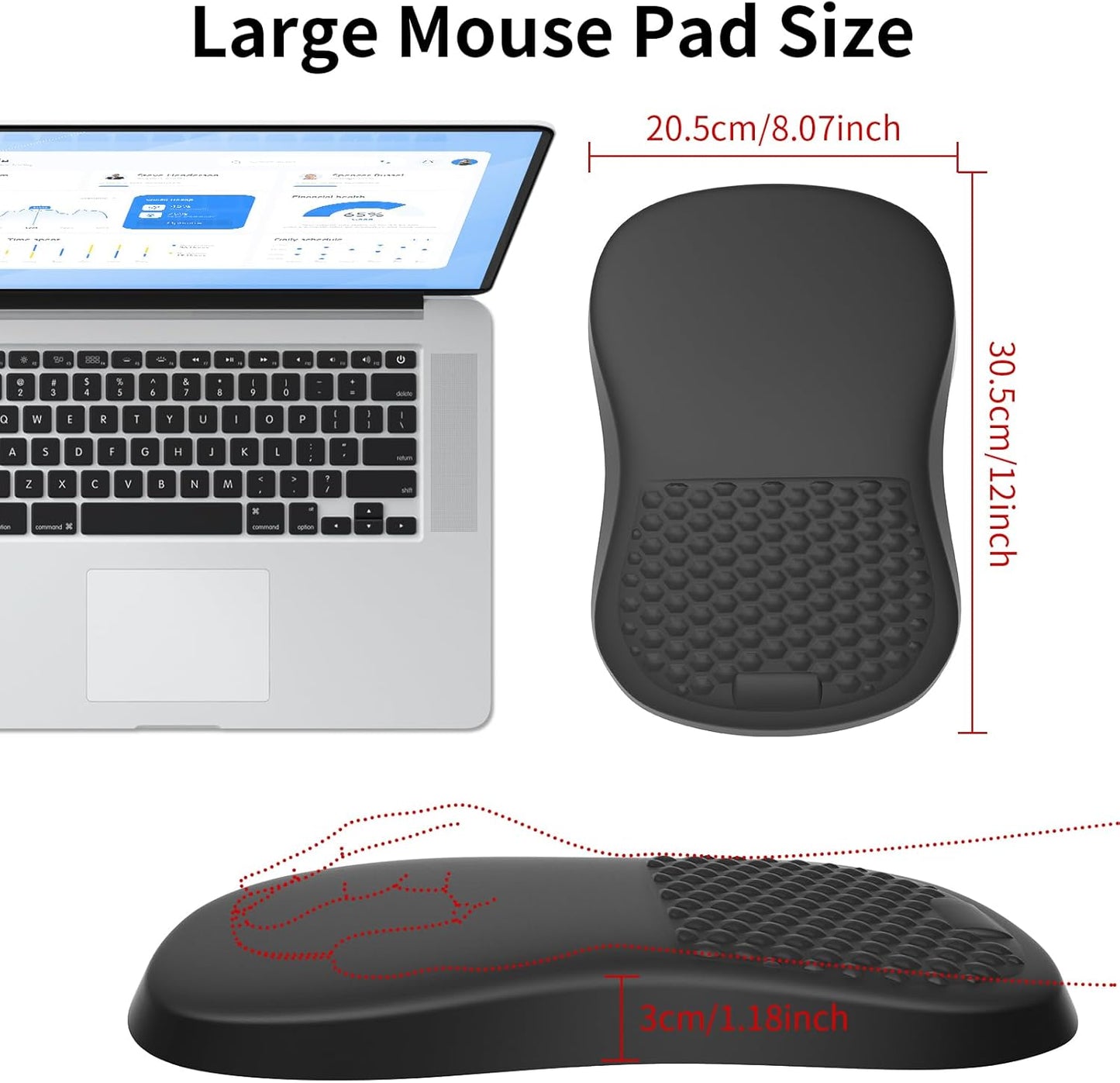 eulps Ergonomic Mouse Pad with Wrist Rest Support, Mousepad with Comfortable Memory Foam Wrist Rest and Non-Slip PU Base for Pain Relief, Computer, Laptop, Office, Home
