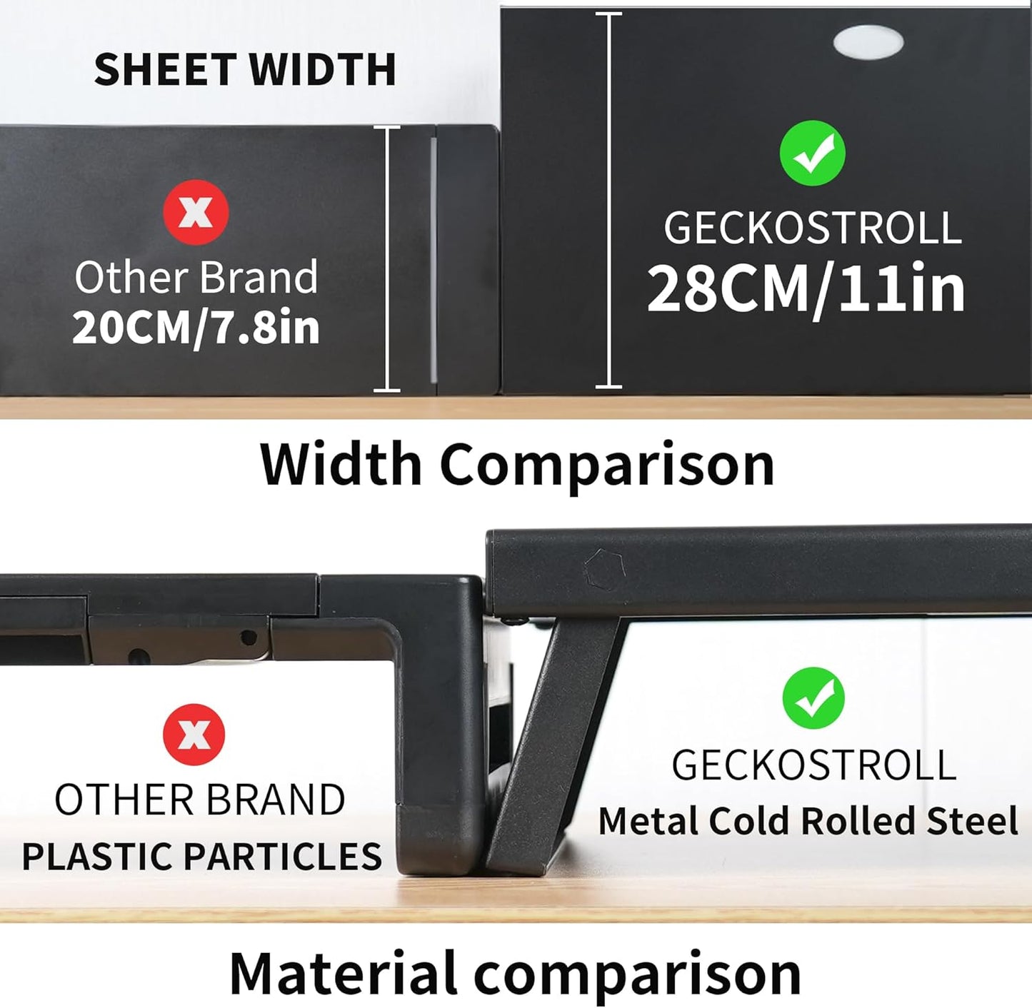All-Metal Foldable Monitor Stand with 28cm Wide Desktop,, Headphone & Mic Jack, Detachable Phone Holder, (USB Hub Fast Charging Version, 530mm)