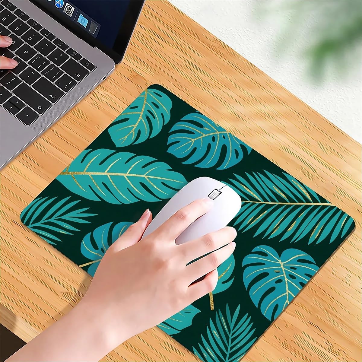 Square Mouse Pad Tropical Plants 2, Personalized Premium-Textured Custom Mouse Mat Design, Washable Mousepad Cloth, Non-Slip Rubber Base Computer Mouse Pads for Wireless Mouse
