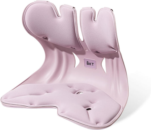 BKT Lumbar Support Seat Cushions Ergonomic Office Chair for Students Office Workers Nursing Mothers Long Sitting Outdoor Fishing Floor Chair (XL-Pastel Lilac)