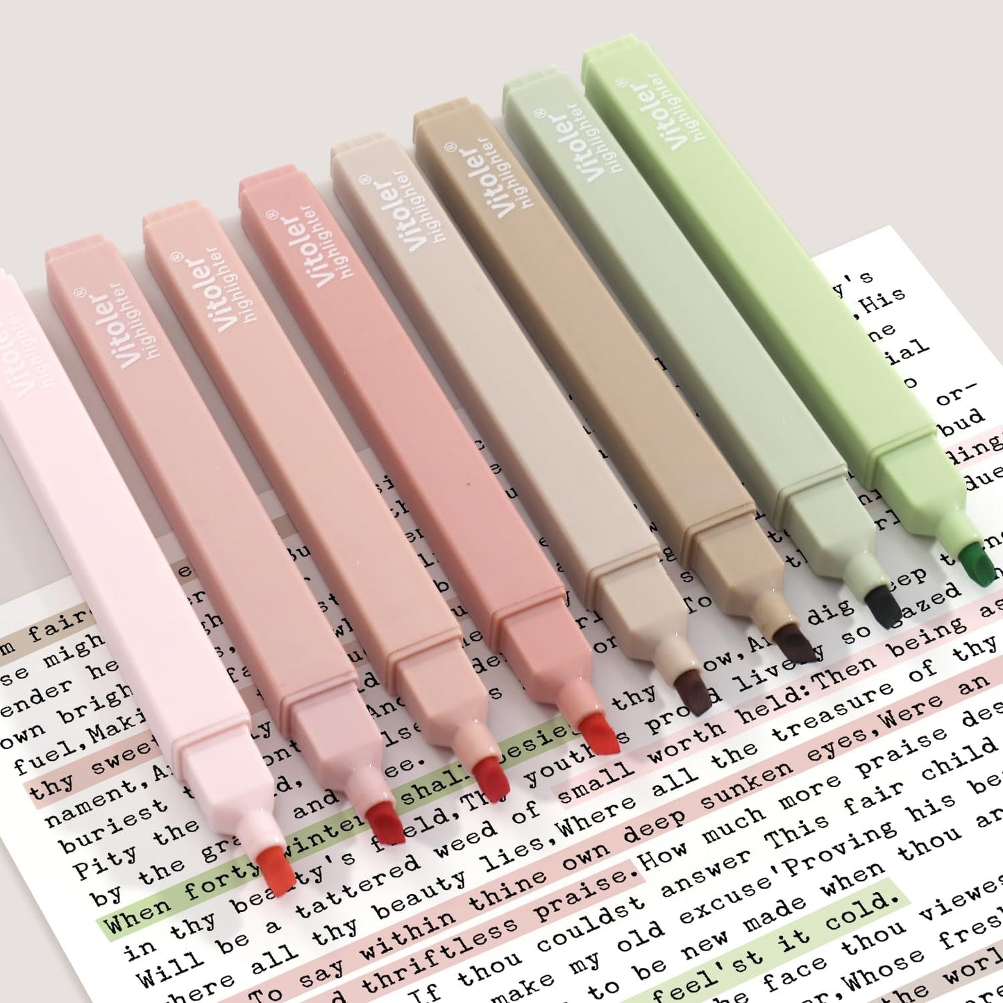 Vitoler Highlighters Assorted Colors,8pcs No Bleed Bible Chisel Tip Highlighters,Aesthetic High lighters for Office Supplies
