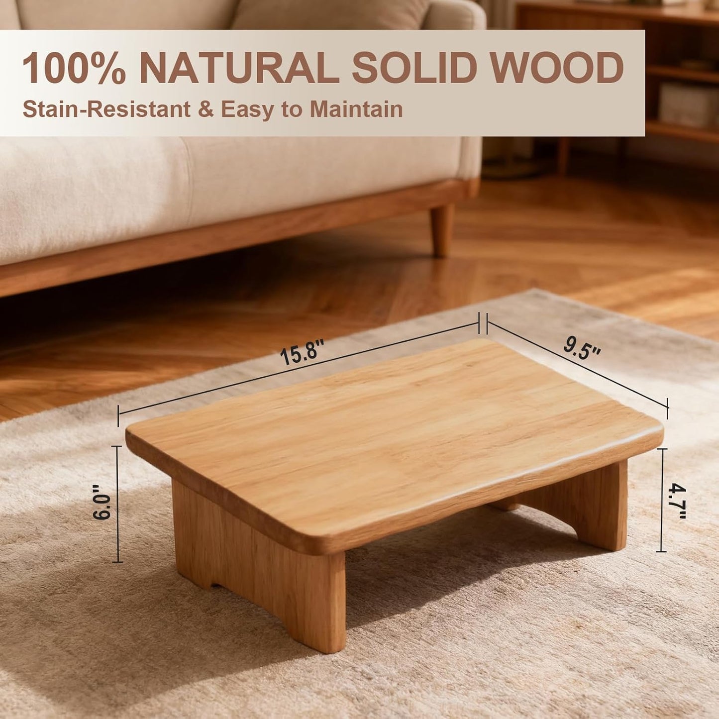 Solid Wood Under Desk Footrest Foot Rest for Under DEST at Work Ergonomic Foot Stool Improves Posture and Circulation, Chair Footrest for Leg Rests 350lbs Capacity for Home Office