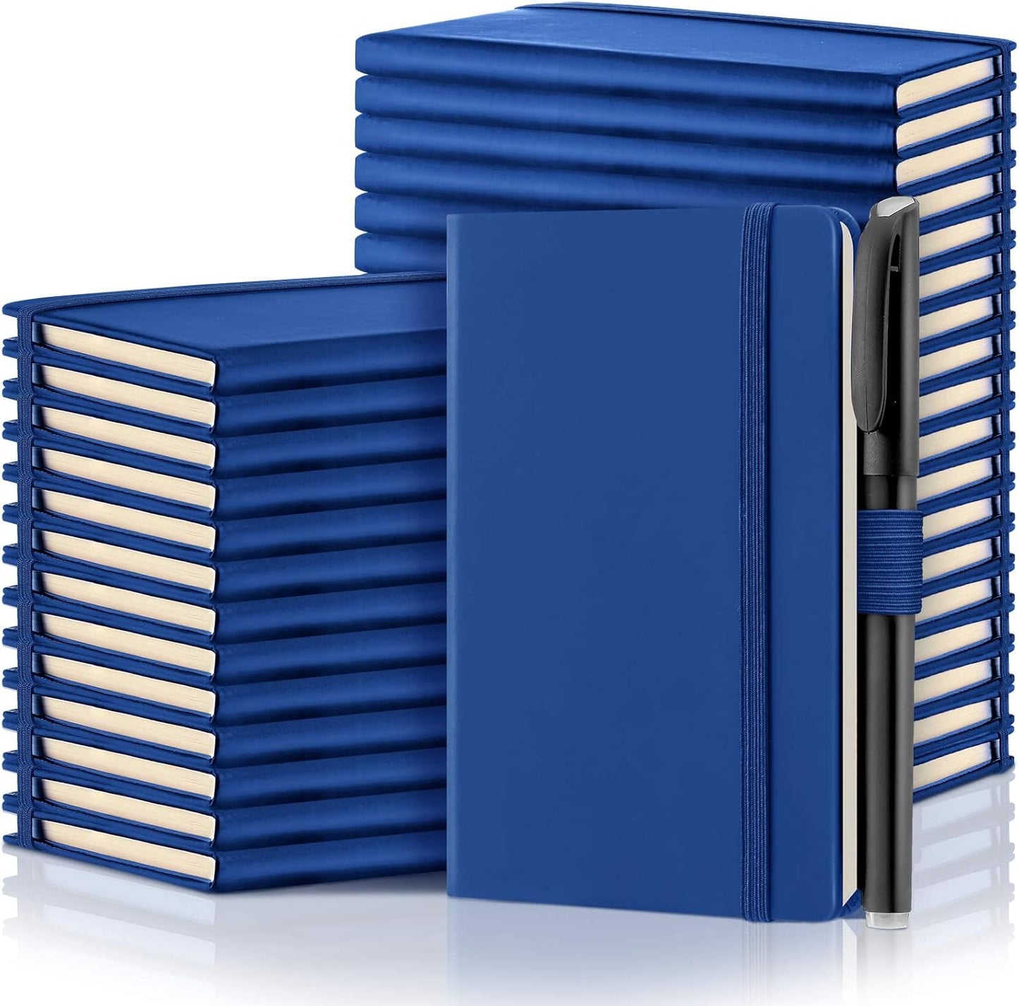 Laumoi 36 Sets Pocket Notebook Journals with Pens A6 Cute Small Journal Notebook Ruled Lined Mini Notepad Hardcover Executive Notebooks Set with Pen Holder for School Office, 3.7 x 5.7 Inch(Royal)