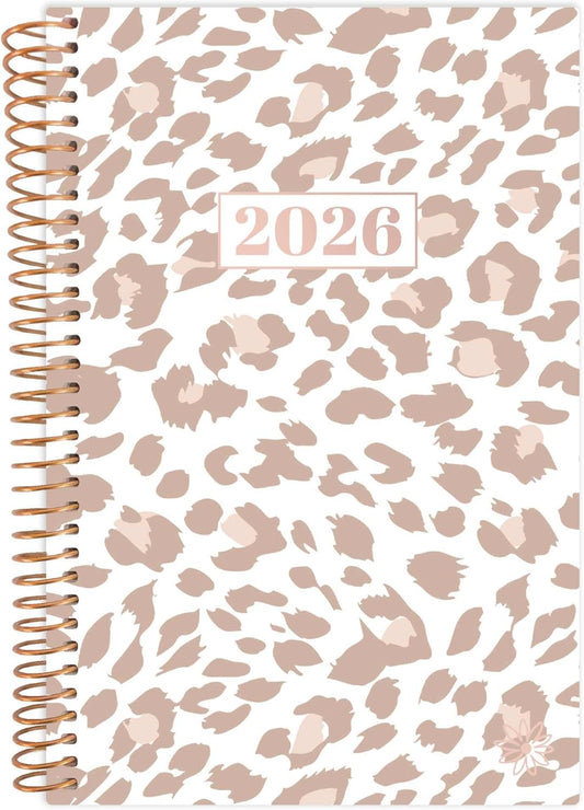 bloom daily planners 2026 Pocket Planner - 4” x 6” - (January 2026 - December 2026) - MINI Weekly/Monthly Agenda Organizer & Calendar Book - Tan Leopard