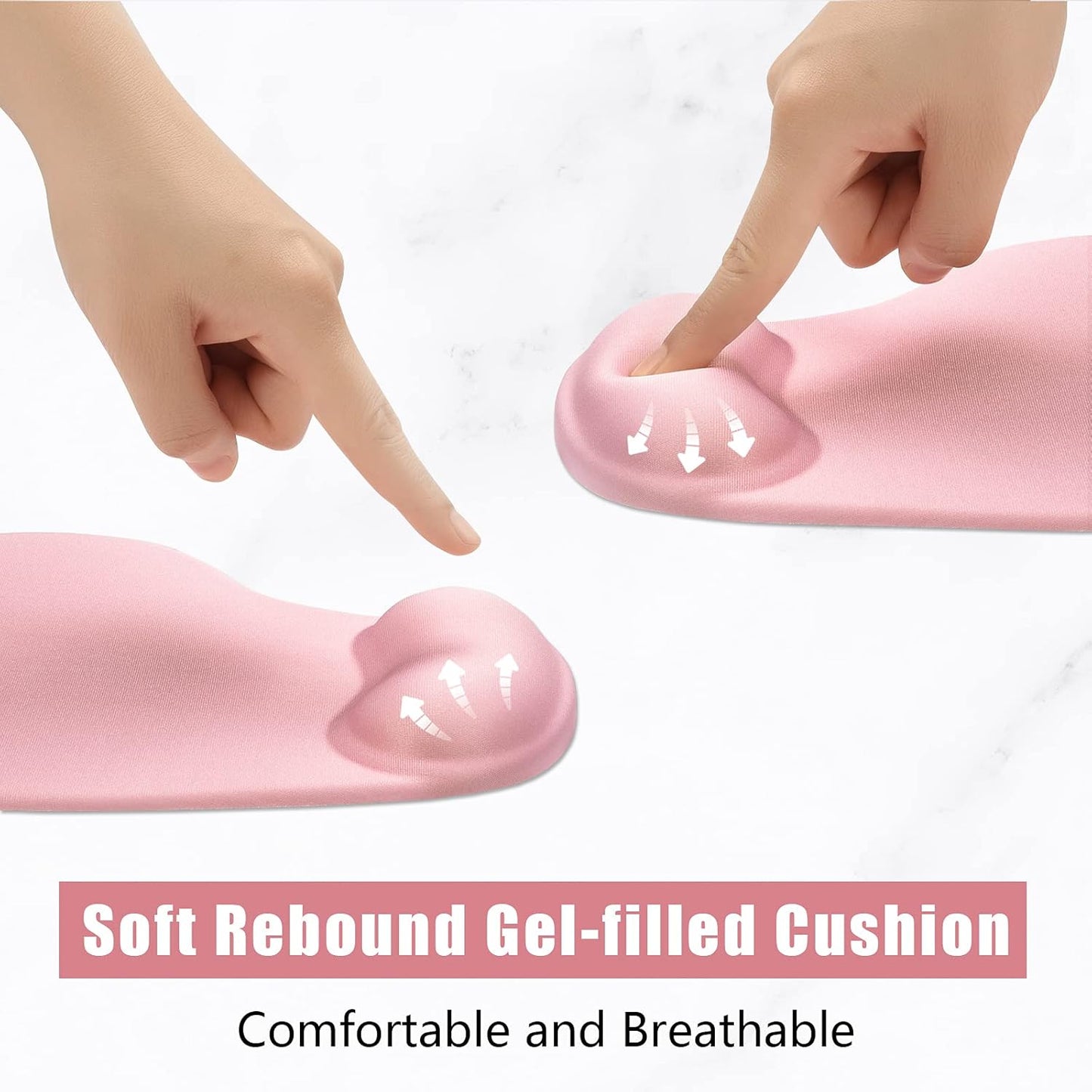 Hsurbtra Ergonomic Mouse Pad with Wrist Rest Support, Gel Mouse Pads with Non-Slip PU Base, Pain Relief Memory Foam Computer Mat, Cute Office Supplies Desk Decro Accessories, Rose Gold