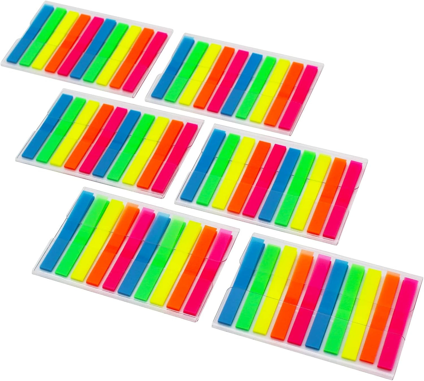 Thin Page Flags Markers Assorted Color, 1200 Pages Total, 0.24x1.73 Inch Standard Flag Tabs, Easy to Post, 6 On-The-Go Dispensers/Combo Pack