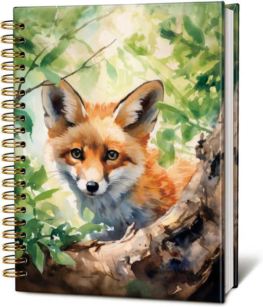 Watercolor Forest Fox Notebook, Fox gifts for women Notebooks for Note Taking, Foxes Themed Gifts Journal, Nature Woodland Wild Animal Journals for Writing, 5.5x8.3 Inch