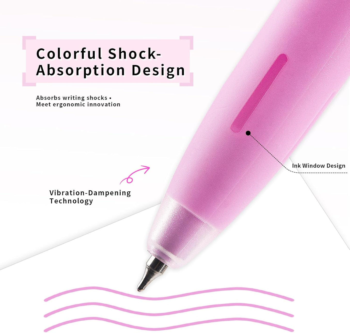 12 Pack 0.5mm Gel Pens, Gradient Barrel with Multicolor Ink, Metal Clip & Heart Charm, Soft Grip, Visible Ink Window, Smooth Quick-Dry Writing for School, Office, Journaling, Gifts