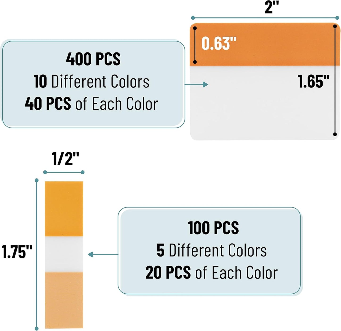 Mr. Pen- Sticky Index Tabs, 500 Pcs, 21 Sets, Colorful Sticky Tabs for Notebooks, Page Markers, Page Tabs for Binders, Page Tabs Sticky Tabs for Books, Notebook Tabs, Book Sticky Tabs for Notebooks