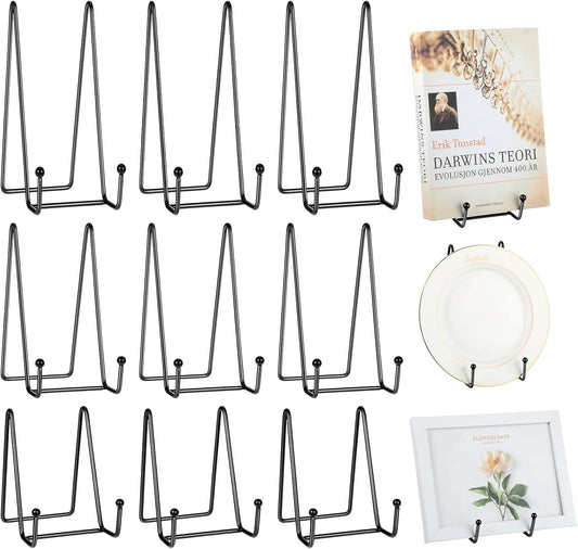 Mixweer 12 Pcs Book Stands for Display Metal Picture Frame Stand Book Plate Picture Holder Easels Photo Holder for Decorative Display(4.3 Inch, 6 Inch, 8 Inch,Black)