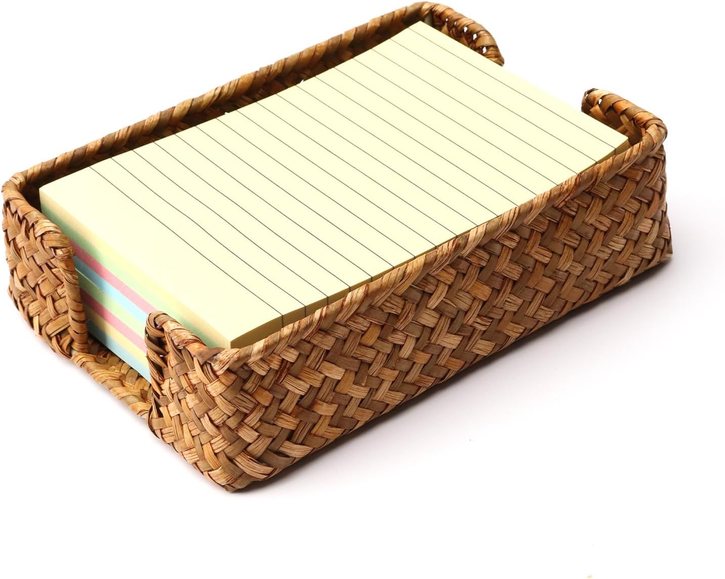4 x 6 Inch Sticky Note Holder,Seagrass Post It Note Dispenser,Woven Sticky Note Dispenser,Farmhouse Style Post It Holder for Home Office Desk Decor,Caramel