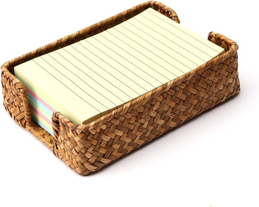 4 x 6 Inch Sticky Note Holder,Seagrass Post It Note Dispenser,Woven Sticky Note Dispenser,Farmhouse Style Post It Holder for Home Office Desk Decor,Caramel
