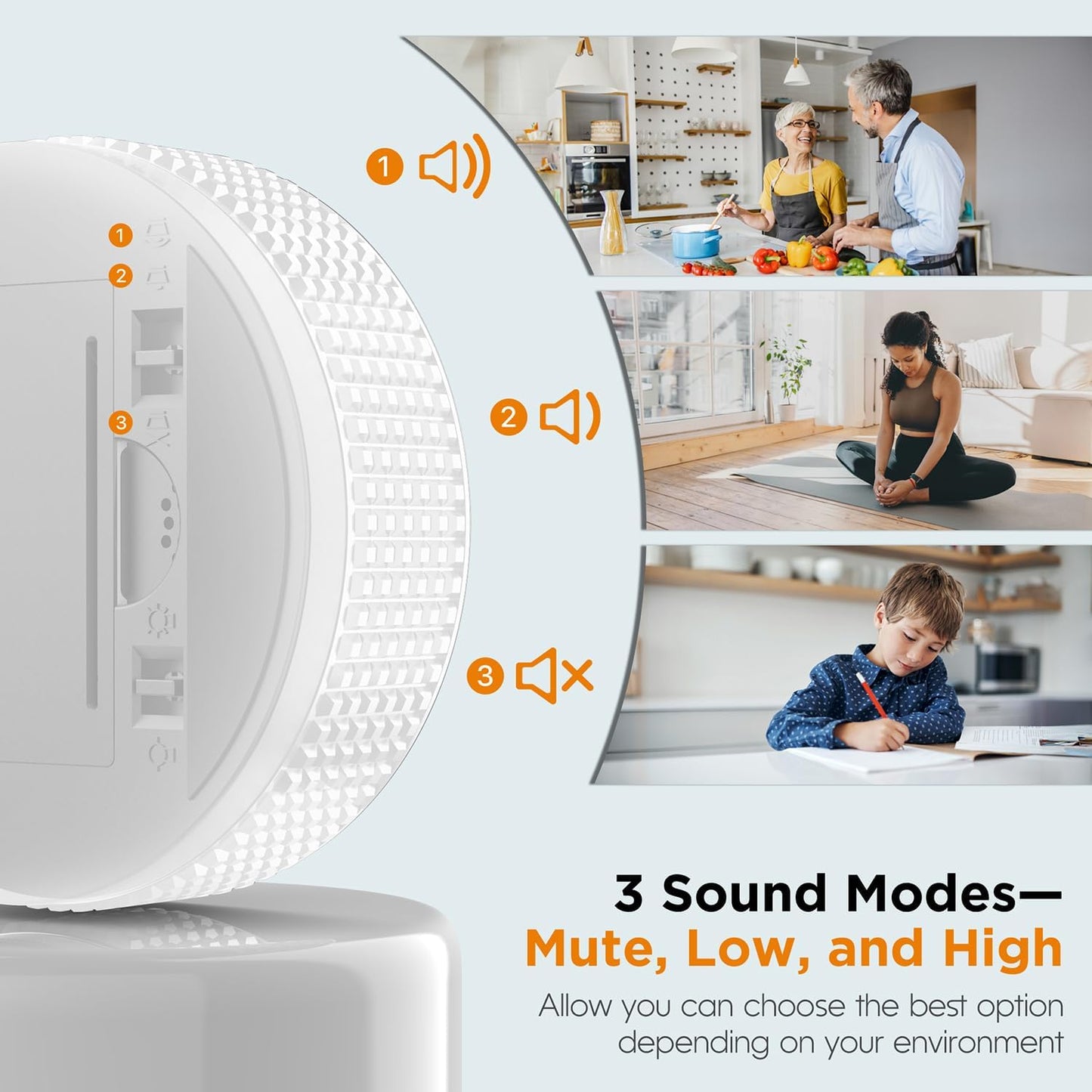 Upgrade Digital Kitchen Timer - 2 Pack Magnetic Countdown Countup Visual Pomodoro Timer with Large LED Display, 3-Preset Times, 3 Volume Levels, Ideal for Cooking, Baking and Fitness (2, White)