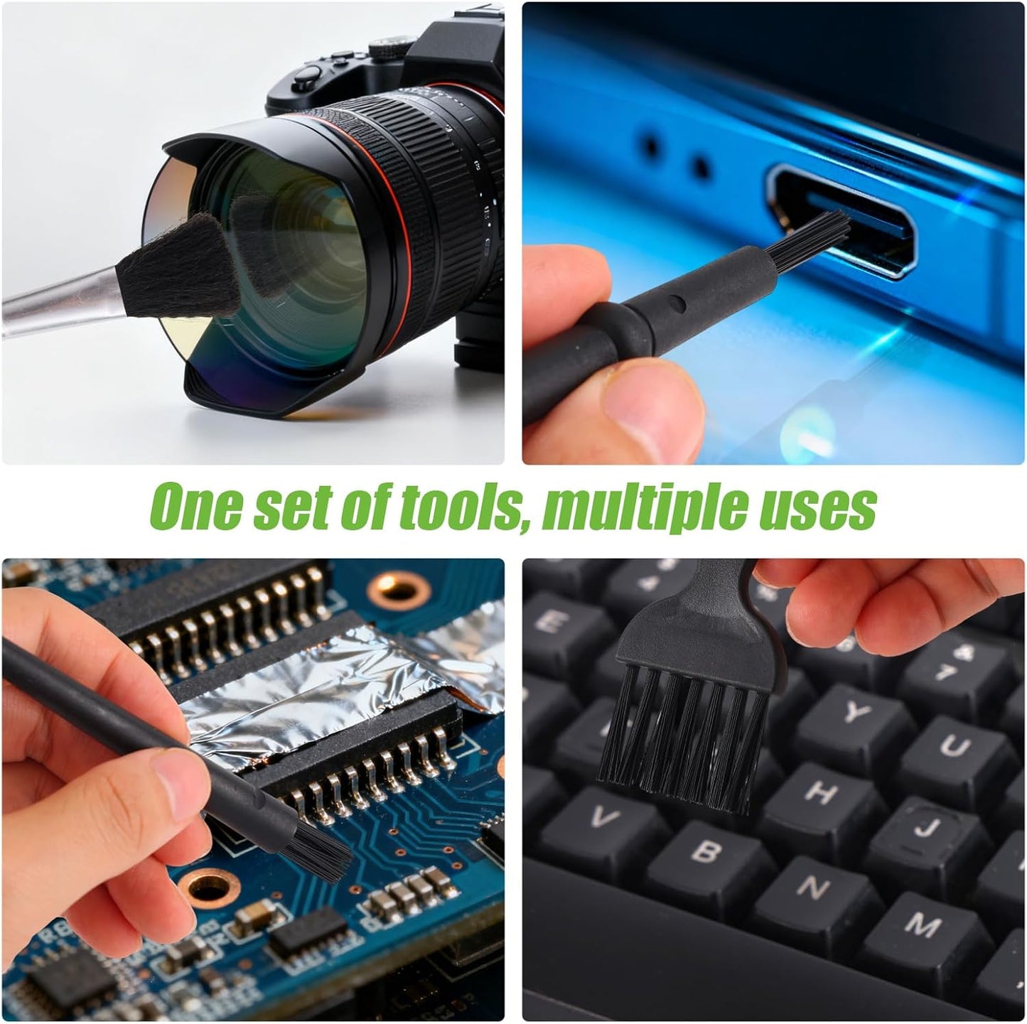 6pcs Keyboard Cleaning Kit, Stainless Steel Keycap Puller & Anti Static Dust Brush Portable Keyboard Cleaning Brushes for Computer Keyboards Camera Motherboard Desk Office Equipment