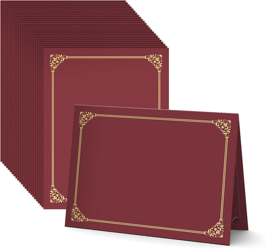 BELLE KR® Red Certificate Holders 8.5 x 11, 50 Pcs - Used as Award Certificate Holders with Gold Foil Border for Letter Size 8.5" x 11" Certificates, Awards, Documents and Diplomas