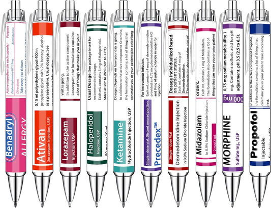 Idealmuzik Pharmacy Pens Set – Fun Medical-Themed Ballpoint Pens for Pharmacists,Nurse,Pharmacy Students,and Healthcare Workers – Smooth Writing Pens for School,Journaling,or Work – 8 Pack