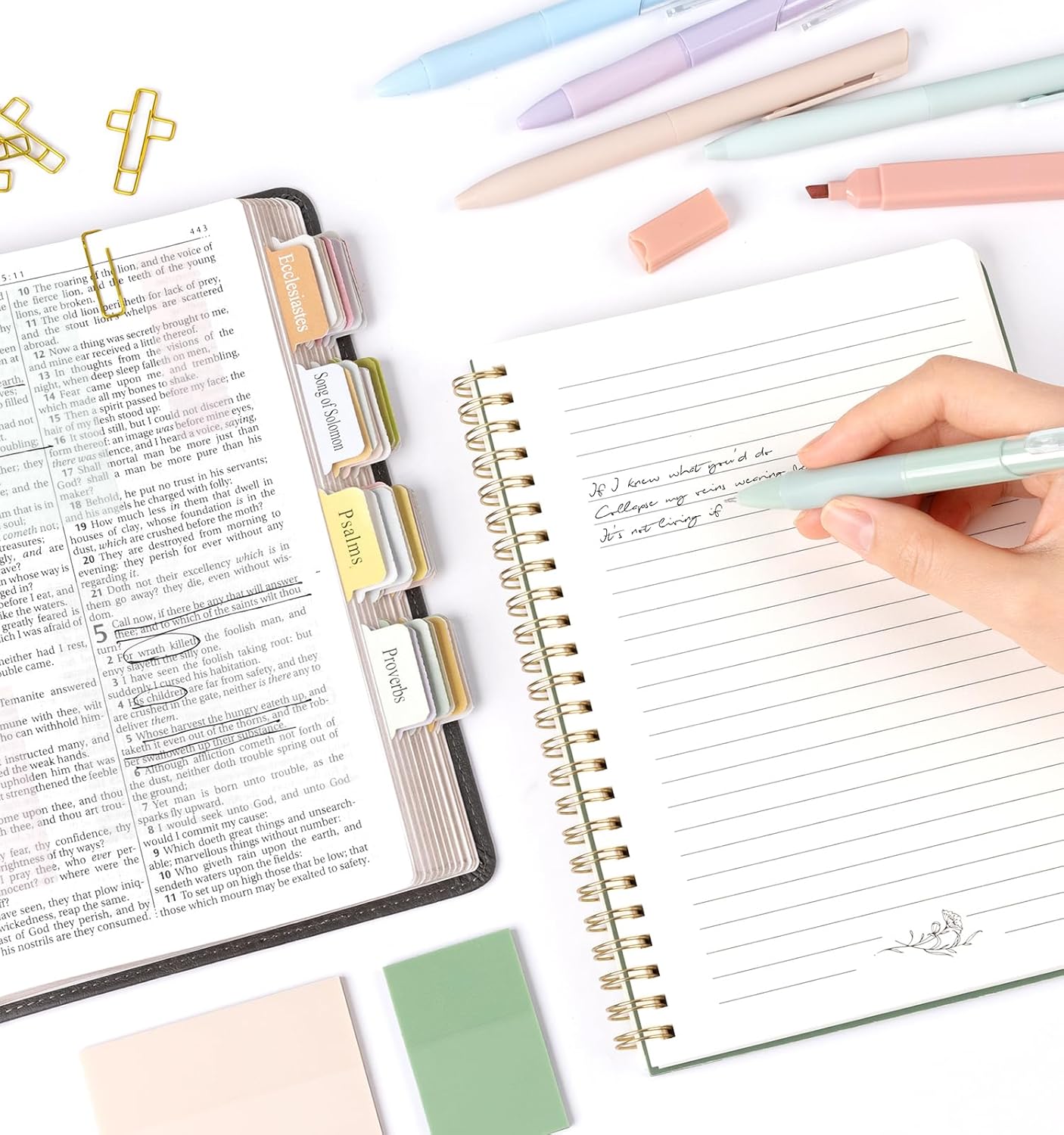 47Pcs Bible Study Supplies, Bible Journaling Kit for Women, Pencil Case, 12 Pastel No Bleed Highlighters and 6 Colored Pens, Bible Tabs and More, Bible Study Tools, Book Annotation Kit for Women & Men