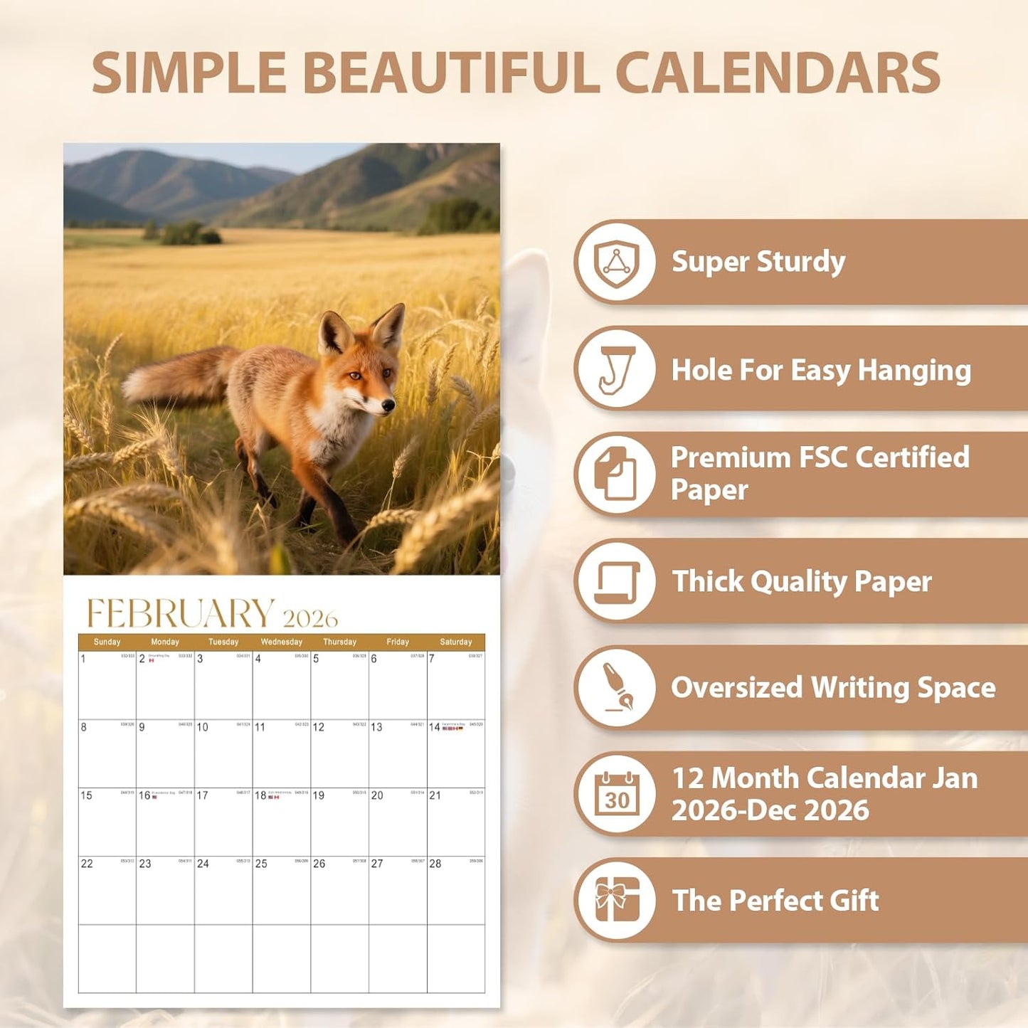 2026 Wall Calendar, Large Monthly Wall Calendar Dogs, Jan 2026 - Dec 2026, 12" x 24" (Opened), Hanging Planning Calendars for Family Home Office Supplies