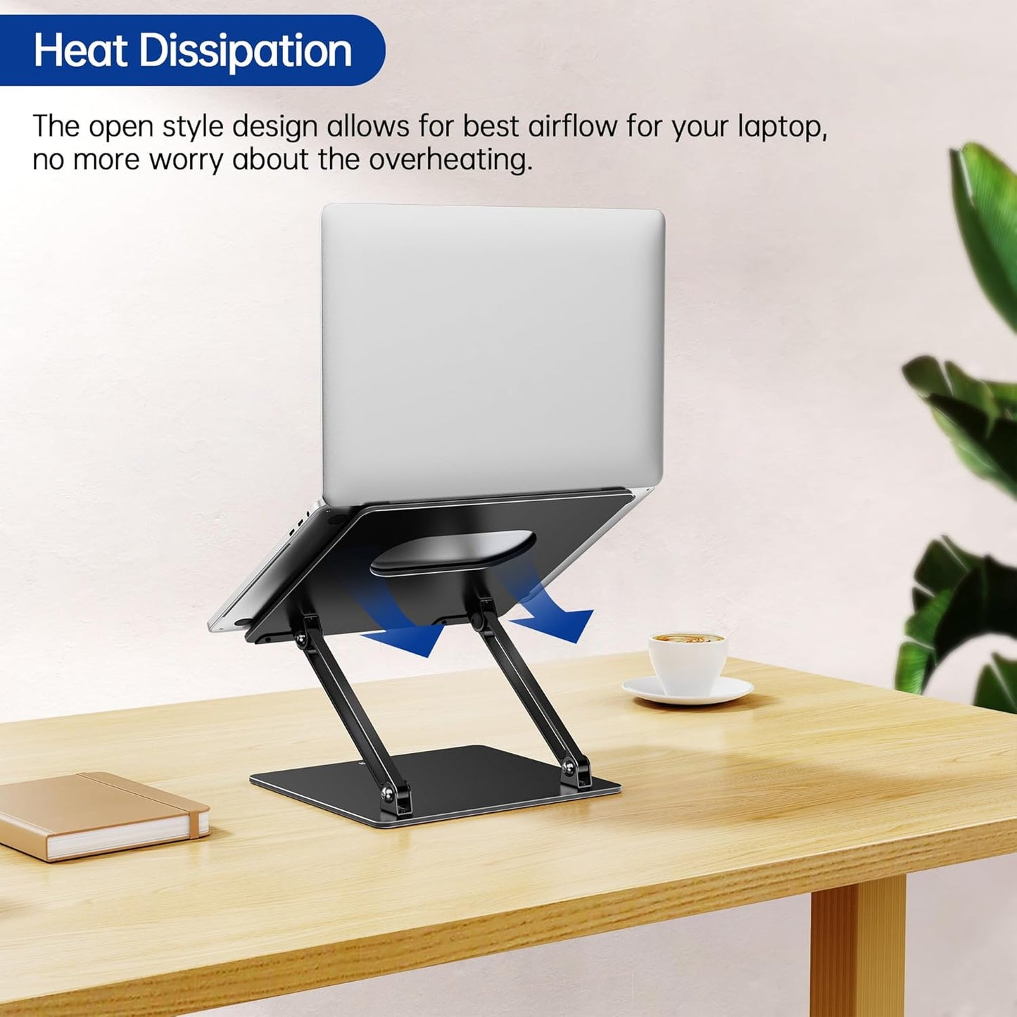 BESIGN LS10 Aluminum Laptop Stand, Ergonomic Adjustable Notebook Tablet Stand, Computer Holder Compatible with Air, Pro, Dell, HP, Lenovo More 10-14" Laptops, Black