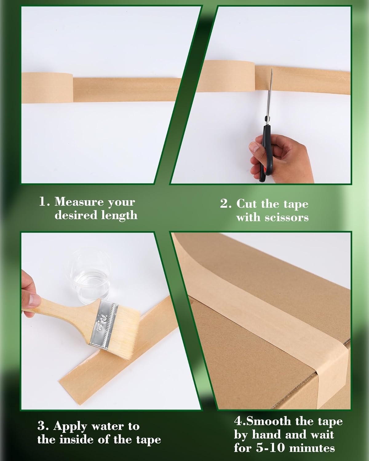 Lichamp 2-Pack Water Activated Kraft Paper Tape, 2.75" x380 ft Heavy-Duty Eco-Friendly Packaging Tape, Recyclable & Writable for Shipping, Ecommerce, Logistics Boxes