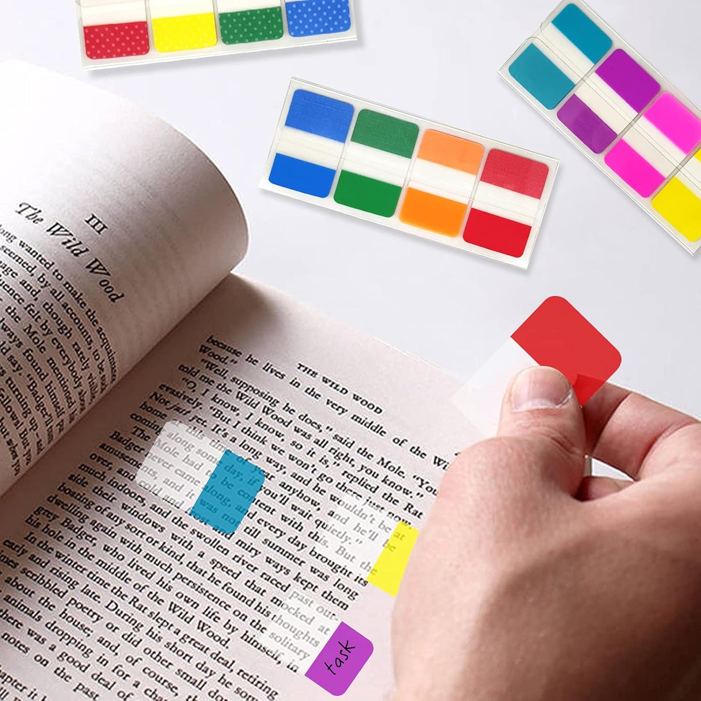 KICNIC Sticky Index Tabs 240 Pcs, 1 inch Divider Tabs Stick On, Page Marker Bookmark, Write Tab Flags Self Adhesive, 3 Dispensers, 20 Pcs/Color