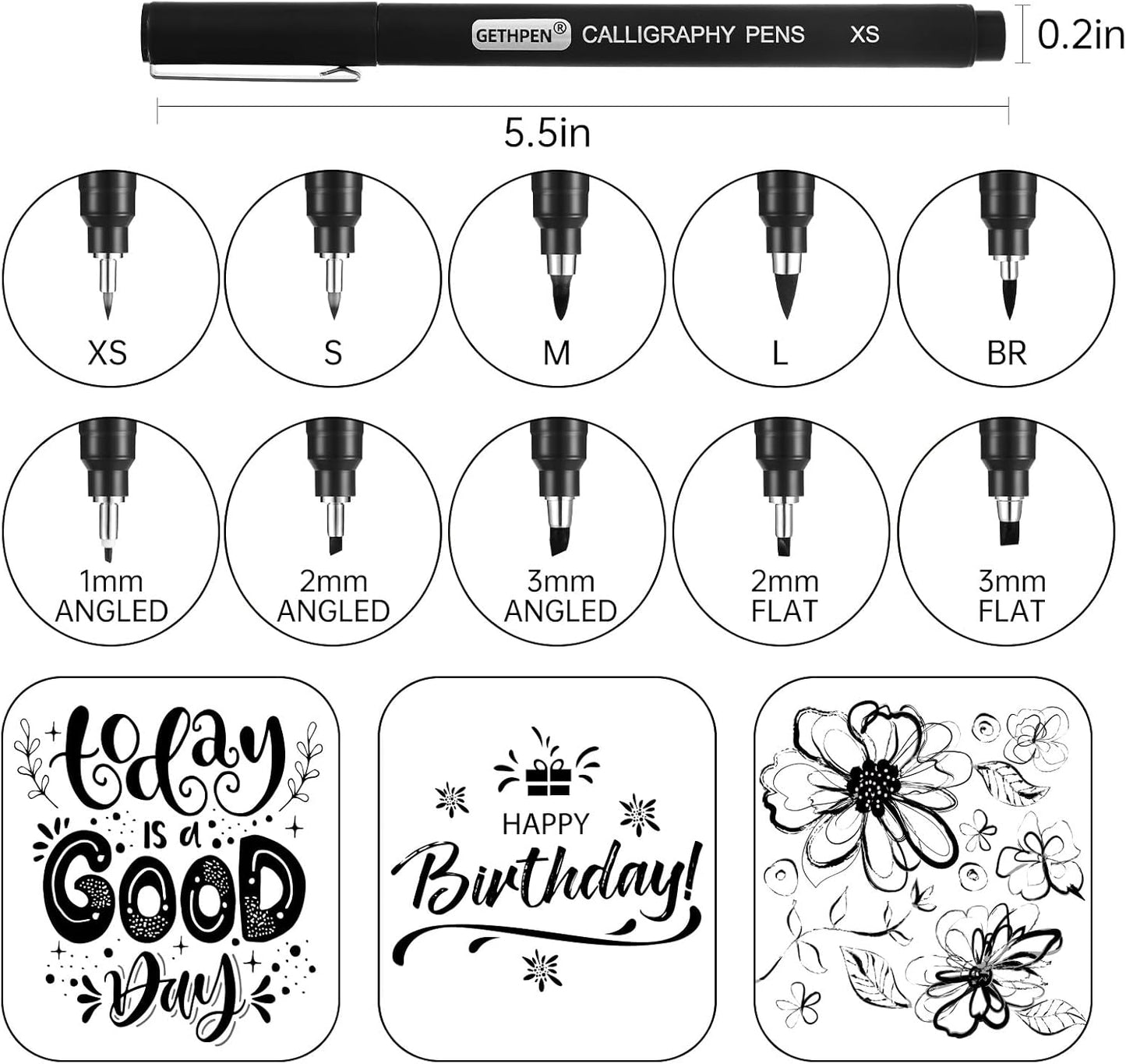 Calligraphy Pen, 10 Size Calligraphy Pens for Writing,Calligraphy markers, Brush Pens Calligraphy Set for Beginners,Black Archival Ink Pens, Hand Lettering Pen for Art Drawing,Sketching,Scrapbooking