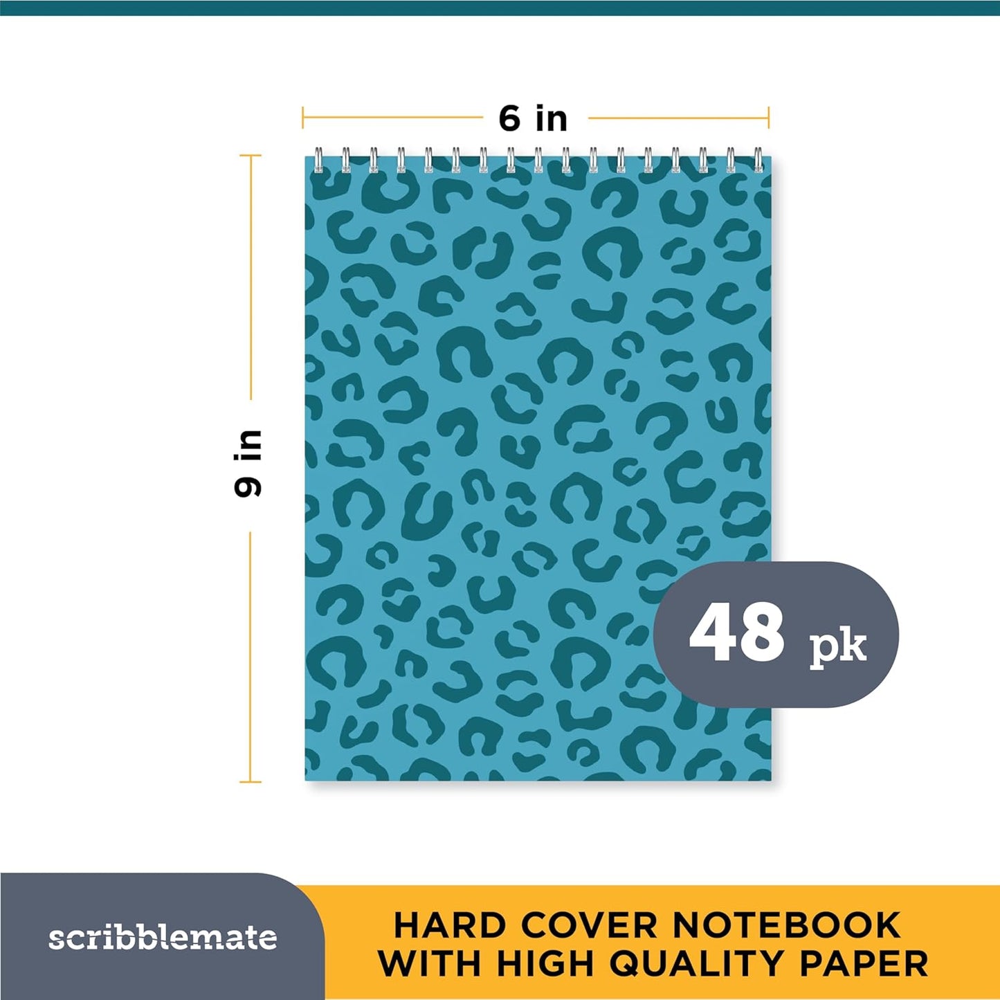 Steno Pads Spiral 6x9 Assorted Colors Notebooks for Work, 80 Sheets Top Spiral Notepad Stenographer Steno Books (48 Pack, Bold Colors)