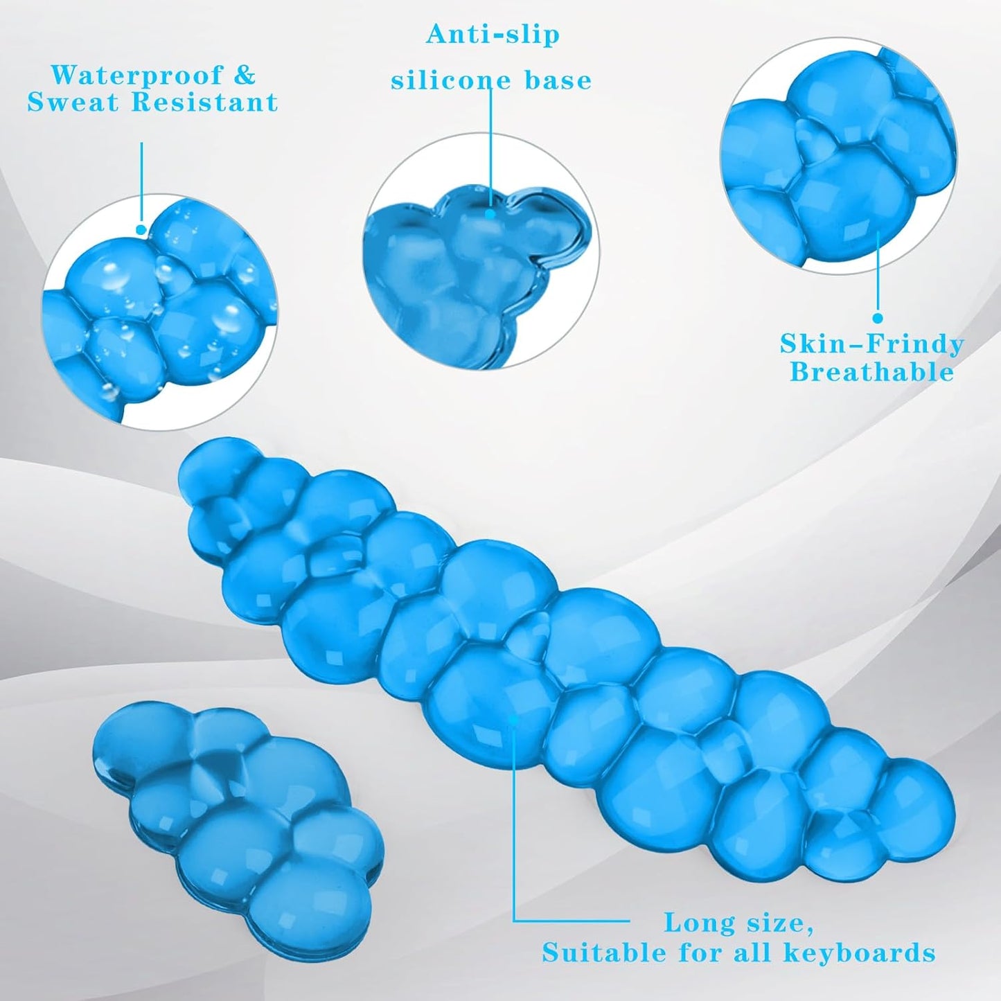 Gel Cloud Keyboard and Mouse Wrist Rest, Cute Wrist Support and Arm Support Keyboard Rest for Keyboard and Mouse Typing Pain Relief，Suitable for Office/Computer/Laptop/Gaming (Blue)