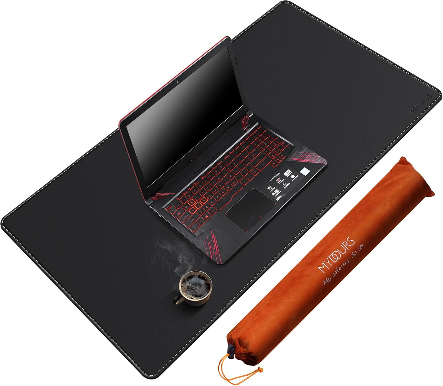 Mydours 36” x 24” Large Desk Mat - XL Desk Pad with PU Leather Surfaces - Extended Desk Mat for Home Office & Computer Workstation - Gaming Mouse pad for Keyboard & Laptop (Black)