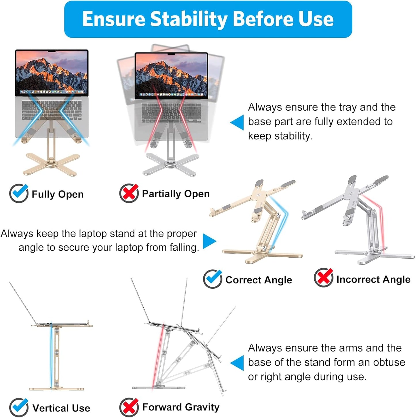 OMOTON 360 Rotating Laptop Stand Riser for Desk, Ergonomic Foldable Computer Stand Adjustable Height Angles for Collaborative Work, Easy Storage Fit Macbooks,All Laptops up to 16 inches, Gold