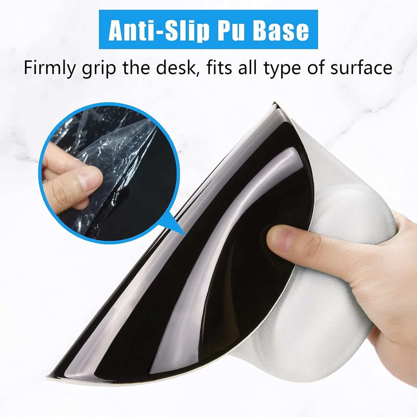Hsurbtra Ergonomic Mouse Pad with Wrist Rest Support, Gel Mouse Pads with Non-Slip PU Base, Pain Relief Memory Foam Computer Mat, Cute Office Supplies Desk Decro Accessories, Ivory White
