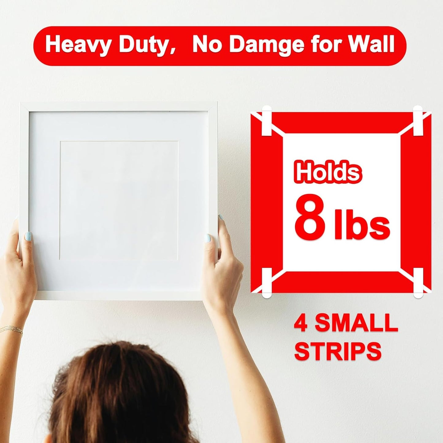 48 Small Hanging Strips Refill, No Damage Adhesive Strips for Wall Hooks, Removable Picture Hanging Strips，Wall Sticky Double Sided Tape Heavy Duty Variety Pack