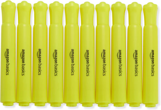Amazon Basics Highlighters 12 Pack, Yellow Colors, Chisel Tip,Bible Highlighter,Office and School Supplies