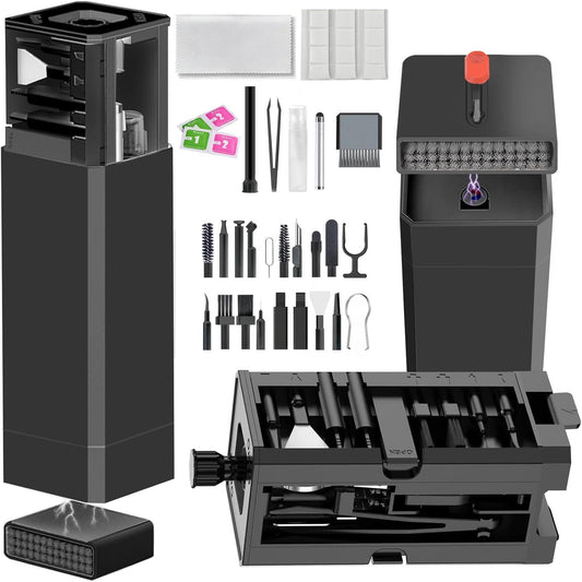 Cell Phone Cleaning Kit, iPhone Cleaning Kit for Charging Port Cleaner Keyboard Cleaning Kit for Airpods/Android/USB C/Earbuds/Laptop/iPad/Camera Lens with Stylus Pen (Black (with Putty and Cloth))