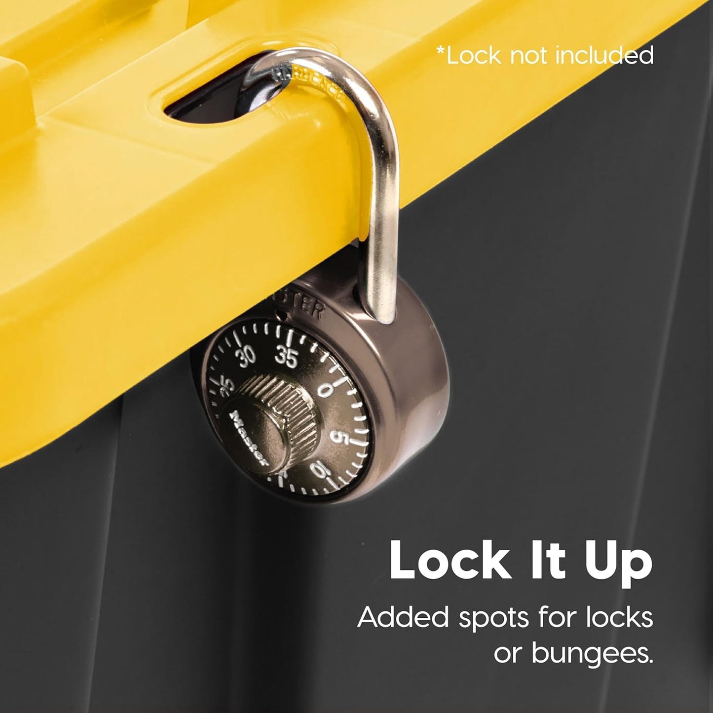 IRIS USA 4-Pack 27 Gallon Storage Bins with Lids |Made in USA| Heavy Duty Plastic Tote Containers for Truckbed Tool Box Organization, Large - Black/Yellow