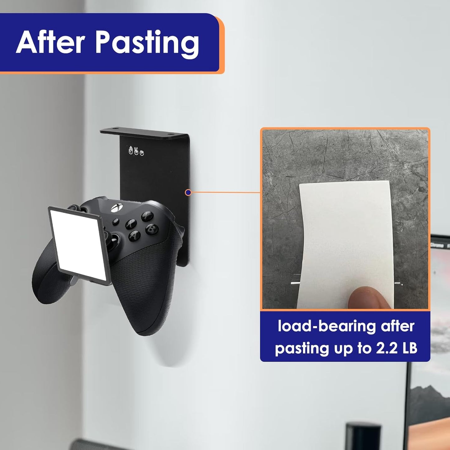 HC128 Headphone Holder Hanger for Desk, Include Adhesive Strips, Universal Headset Stand for PS4/PS5/Xbox/PC/Mac/Headphones Game Controller Hanger (Triangle)