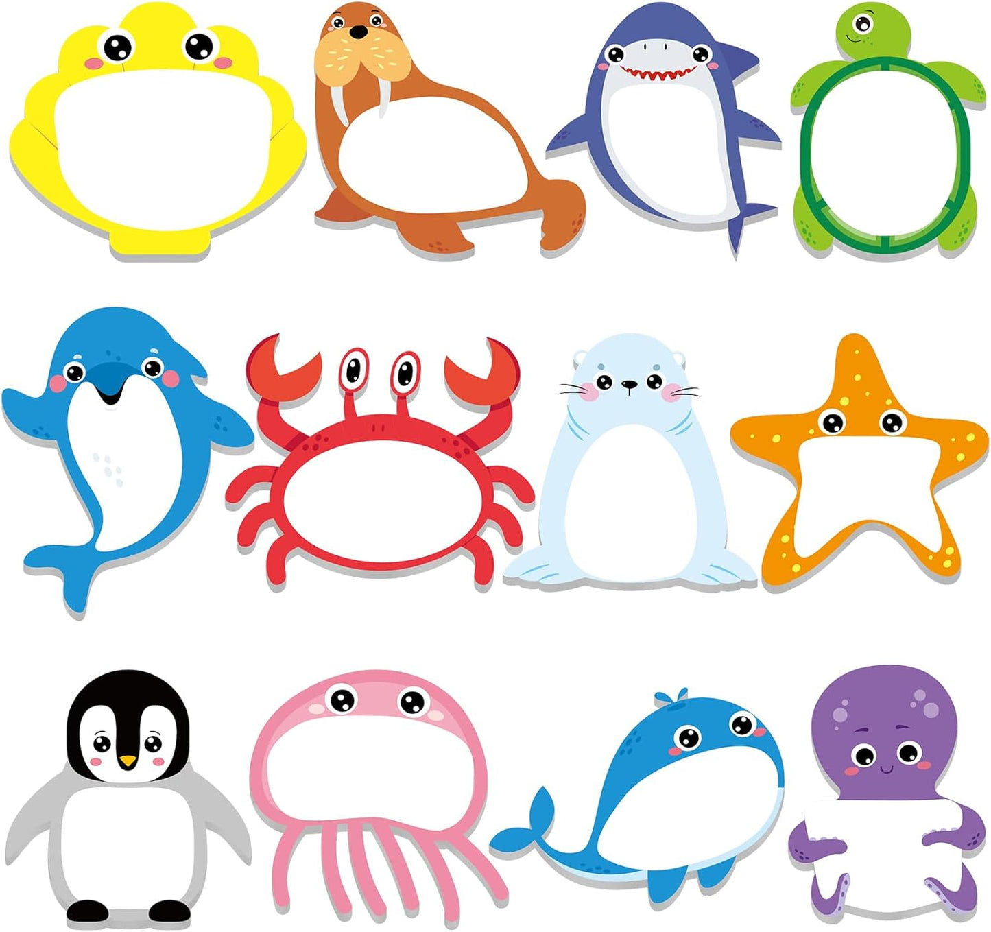 Yinder 24 Pads Cute Sticky Notes Fun Kawaii Animal Sticky Notes Pads Bulk Cartoon Memo Self Adhesive Gift for Christmas Veterinary Office School Tab Party Supplies(Ocean Animals)