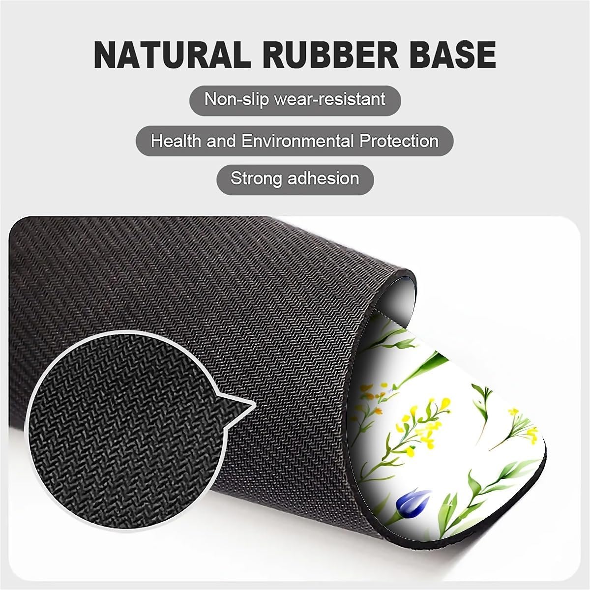 Square Mouse Pad Beautiful Flowers Plants 4, Personalized Premium-Textured Custom Mouse Mat Design, Washable Mousepad Cloth, Non-Slip Rubber Base Computer Mouse Pads for Wireless Mouse