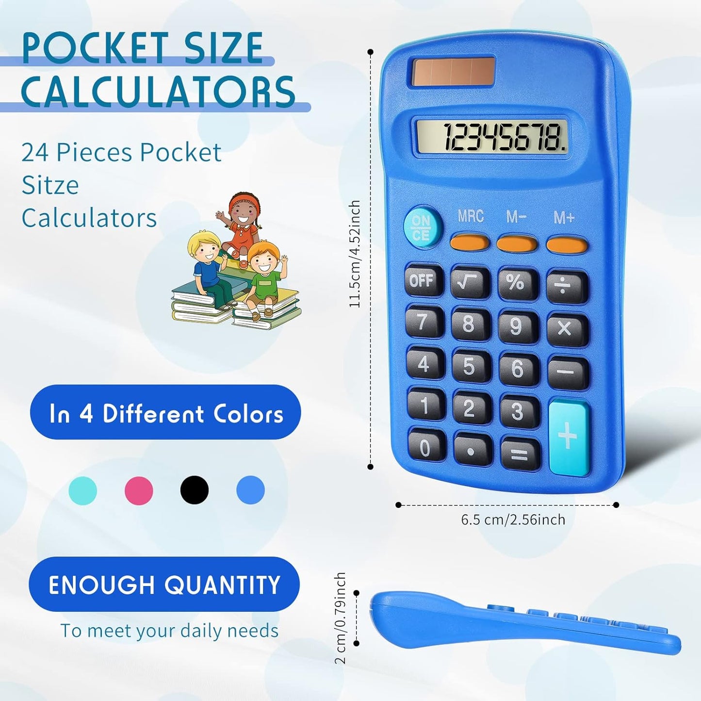 24 Pcs Pocket Size Basic Calculators Dual Powered Handheld 8 Digit Display Desktop Calculators for Desktop Home Office(Fresh Color)
