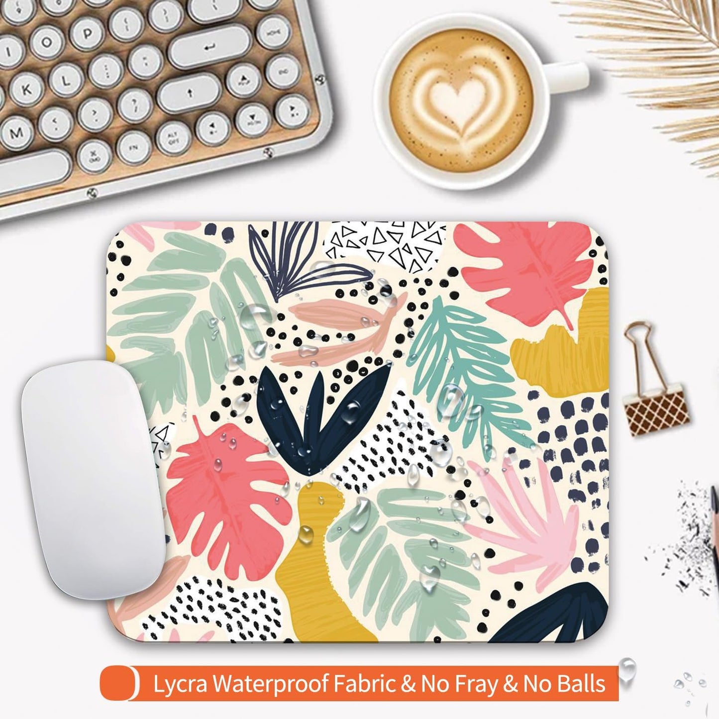 Square Mouse Pad Tropical Plants, Personalized Premium-Textured Custom Mouse Mat Design, Washable Mousepad Cloth, Non-Slip Rubber Base Computer Mouse Pads for Wireless Mouse