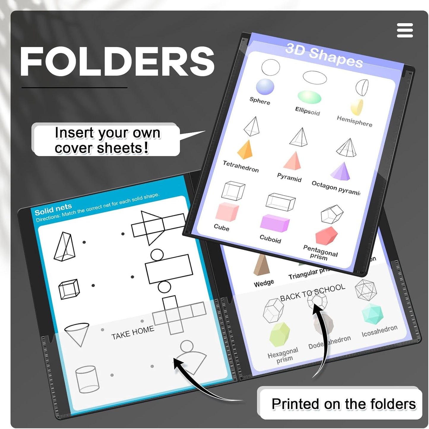 Henoyso 24 Pcs Folders with Pocket School to Home Folder Heavy Duty 2 Pocket Homework Folders with Clear Front Pockets for School Students Parent Teacher Communication (Black)