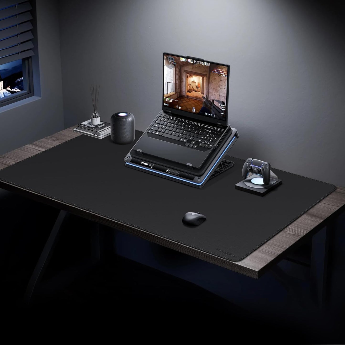 Mydours 43" x 24" Extra Large Desk Pad XXL, Desk Protector Mat with PU Leather, Large Desk Blotter Mat for Office, Home & Writing, Full Desk Pad for Keyboard and Mouse (Black)