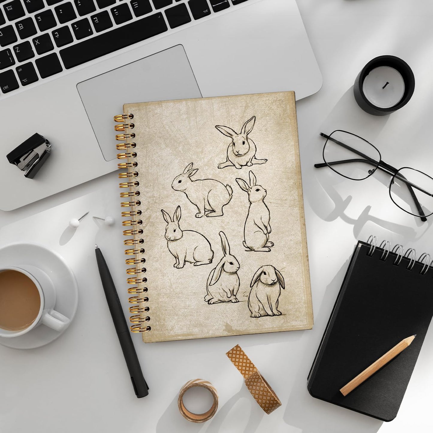 Retro Carrot Rabbits Notebook, Bunny Gifts for Women Notebooks for Note Taking, Gifts for Rabbit Bunny Lovers Journal, Vintage Bunnies Journals for Writing, 5.5x8.3 Inch