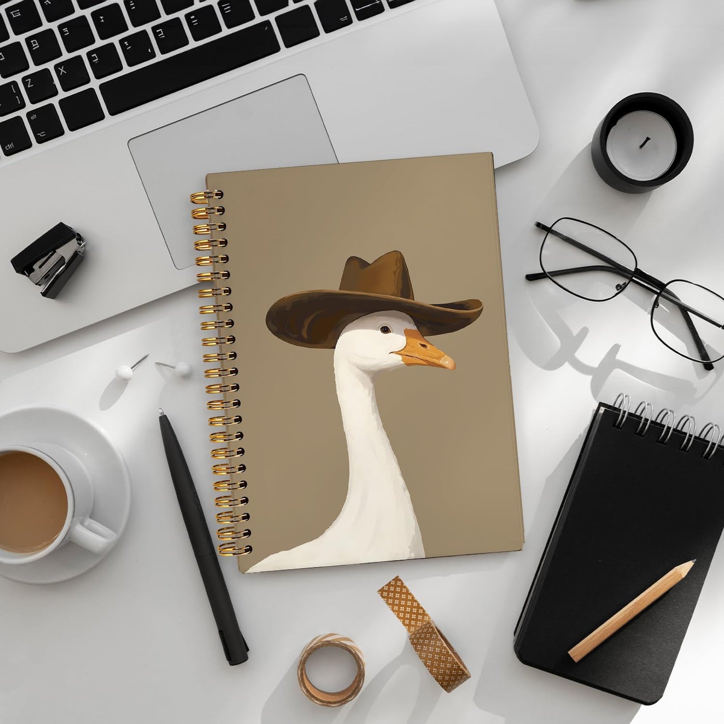 Western Cowboy Goose Notebook, Funny Silly Goose Notebooks for Note Taking, Cowboy Hat Animal Journal, Vintage Western Farm Animal Journals for Writing, 5.5x8.3 Inch