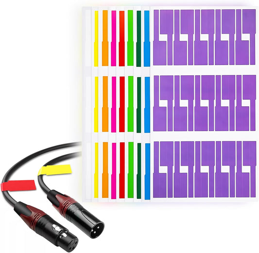 Cable Labels for Music Gear, 240 PCS Splash-Safe Writable Stickers with a Design Made to Reduce Tearing, 8 Colors, for Headphone Cables, Audio Lines, Studio Wires and Charging Cords