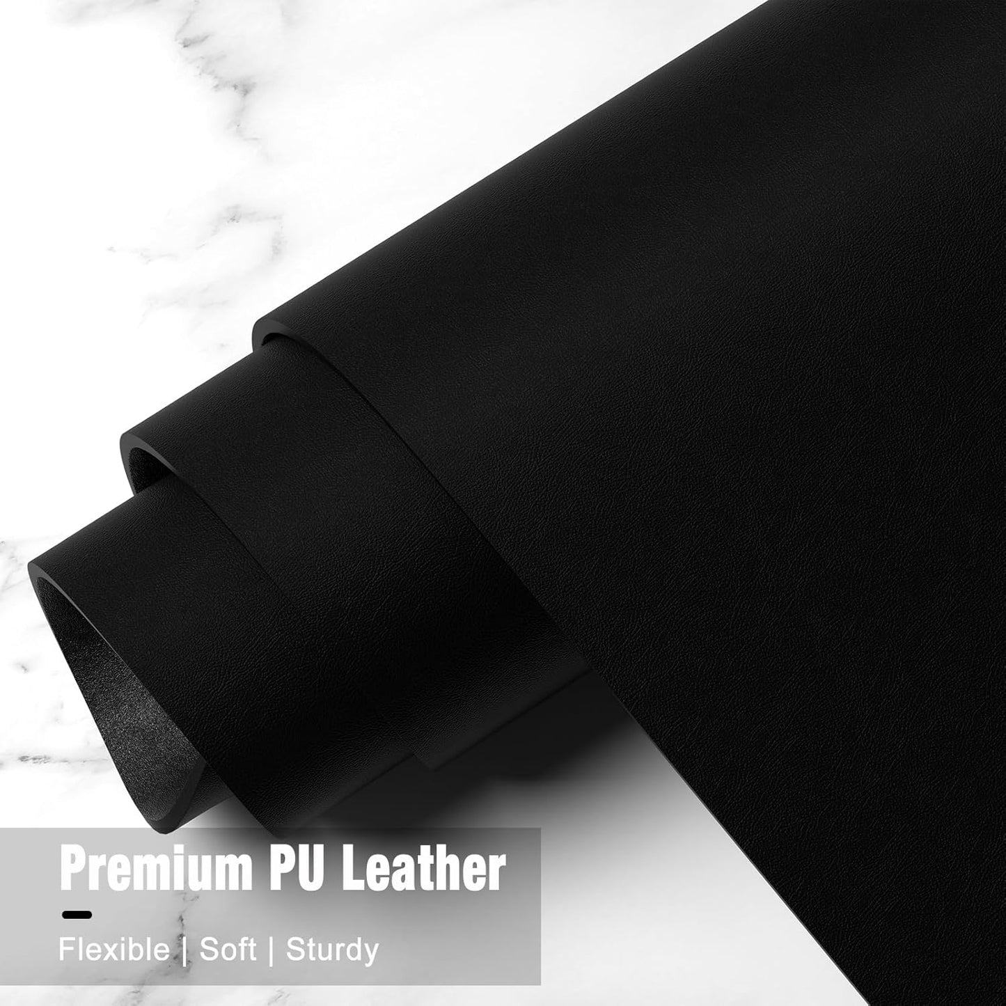 Hsurbtra Desk Pad, 48" x 17" PU Leather Desk Mat, XXXL Extended Mouse Pad, Waterproof Desktop Blotter Protector, Non-Slip Ultra Thin Large Laptop Keyboard Writing Mat for Office Home, Black